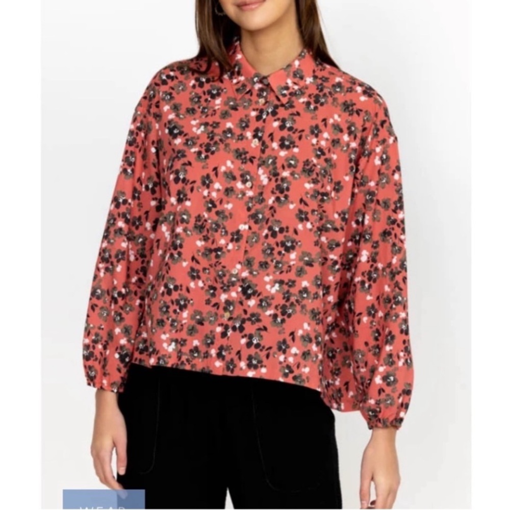 NWT CALME by Johnny Was XXL Coral Floral Button-Down Shirt